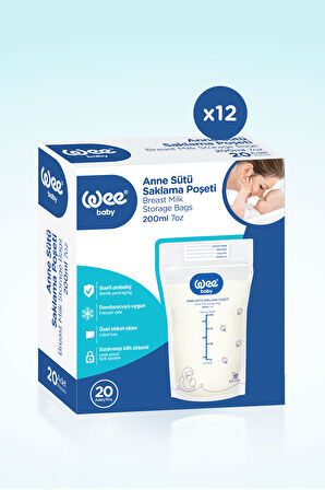 Wee Baby 20'li Anne Sütü Saklama Poşeti (20x12 240 Adet)