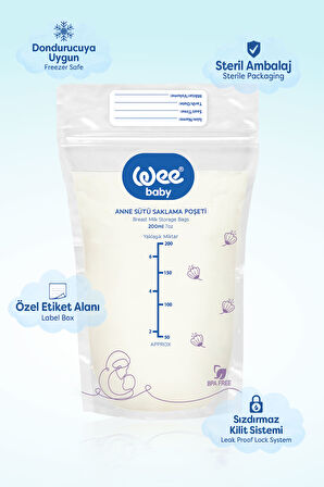 Wee Baby 20'li Anne Sütü Saklama Poşeti (20x12 240 Adet)
