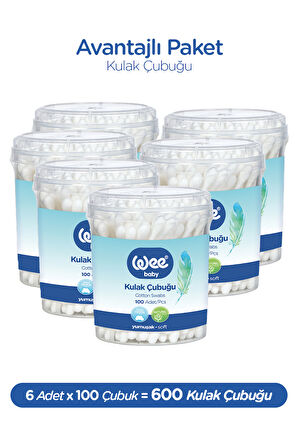 Wee Baby 100'lü Bebek Kulak Çubuğu (100x6 600 Adet)