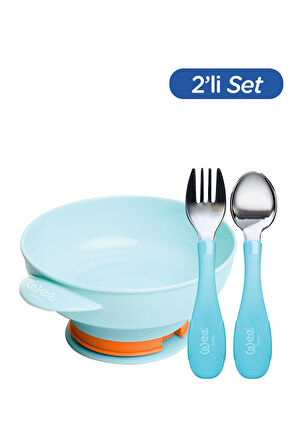 Wee Baby Süper Vakumlu Tabak ve Çelik Kaşık Çatal Seti Erkek