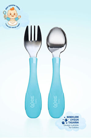 Wee Baby Süper Vakumlu Tabak ve Çelik Kaşık Çatal Seti Erkek