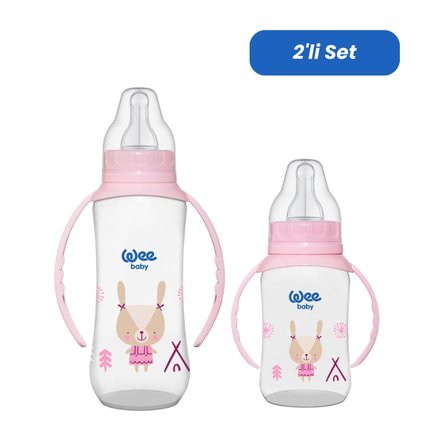 Wee Baby Klasik Kulplu PP Biberon 150 ml ve 270 ml Biberon Seti - PEMBE
