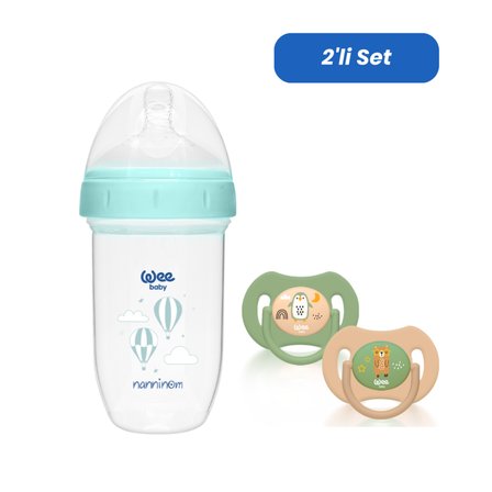 Wee Baby Nanninom Antikolik Geniş Ağızlı Biberon 250 ml ve Duo No: 1 Emzik