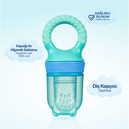 Wee Baby Meyve Süzgeci ve Kalpli Diş Kaşıyıcı Bebek Diş Çıkarma Seti-ERKEK