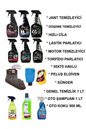 12 PARÇA ARABA BAKIM OTO TEMİZLİK ARAÇ YIKAMA SETİ
