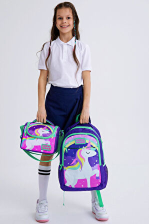 Coral High Kids Mor Su Yeşili Unicorn Desenli 3’lü Okul Çanta Seti SET0114376