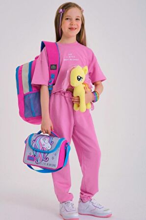 Coral High Kids Pembe Gümüş Simli Unicorn Desenli 3’lü Okul Çanta Seti - Kız Çocuk