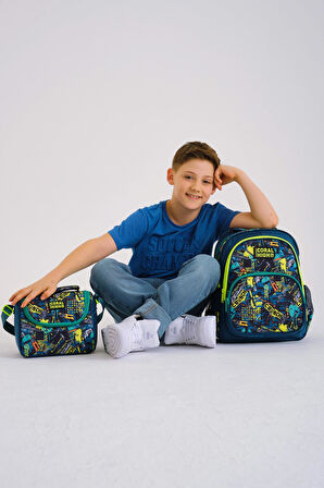 Coral High Kids Nefti Siyah Tamir Seti Desenli 3'lü Okul Çanta Seti SET0114417