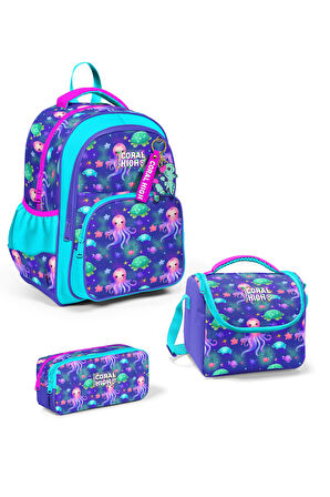 Coral High Kids Lavanta Turkuaz Deniz Temalı 3’lü Okul Çanta Seti SET0114422