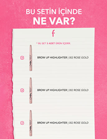 Aydınlatıcı Kaş Kalemi Brow Up 3'lü Set- Rose Gold