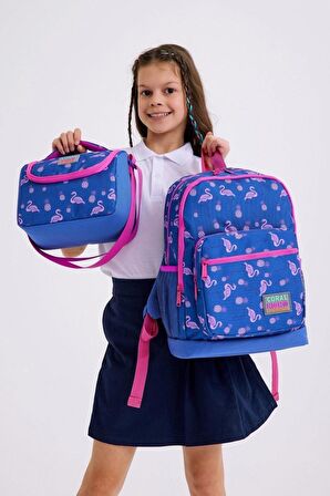 Coral High Kids Lavanta Pembe Flamingo Desenli 3’lü Okul Çanta Seti