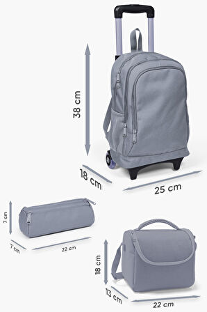 Coral High Kids Neon Pembe Su Yeşili Kalp Desenli Çekçekli 3'lü Çanta Seti SET0123133