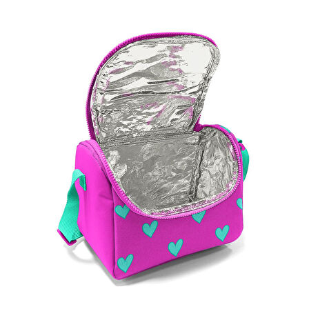 Coral High Kids Neon Pembe Su Yeşili Kalp Desenli Çekçekli 3'lü Çanta Seti SET0123133