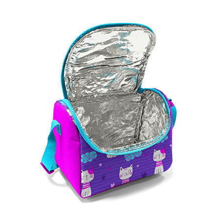 Coral High Kids Mor Pembe Kedi Desenli Çekçekli 3'lü Çanta Seti SET0123360