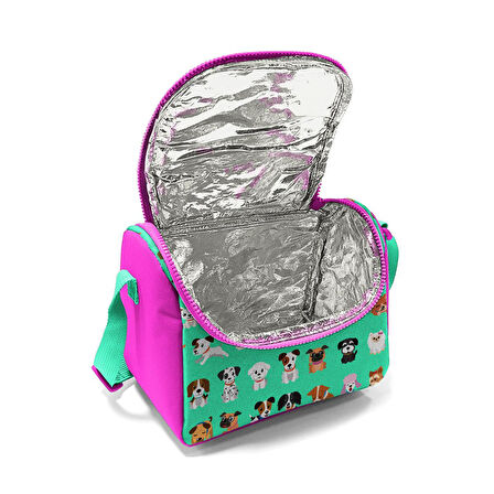 Coral High Kids Su Yeşili Neon Pembe Köpek Desenli Çekçekli 3'lü Çanta Seti SET0123362