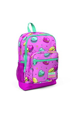 Coral High Kids Açık Pembe Su Yeşili Makaron Desenli 3’lü Okul Çanta Seti