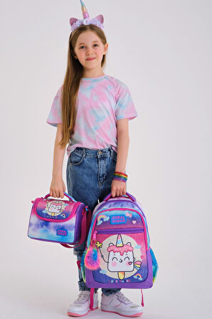 Coral High Kids Renkli Batik Unicorn Dondurma Desenli 3’lü Okul Çanta Seti SET0123480