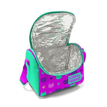 Coral High Kids Pembe Su Yeşili Kedi Desenli 3’lü Okul Çanta Seti SET0123490