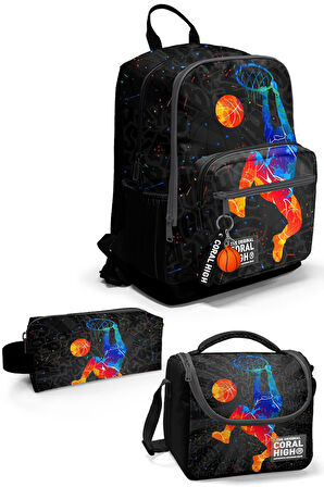 Coral High Gri Basketbol 3'lü Okul Çanta Seti SET0123643