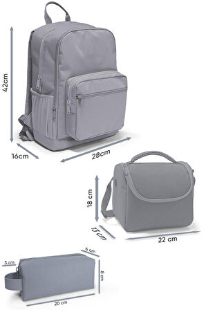 Coral High Gri Basketbol 3'lü Okul Çanta Seti SET0123643