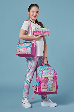 Coral High Kids Renkli Dondurmalı Kedi Desenli 3’lü Okul Çanta Seti SET0123648