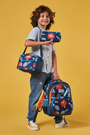 Coral High Kids Lacivert Mavi Astronot Desenli 3'lü Okul Çanta Seti SET0123660
