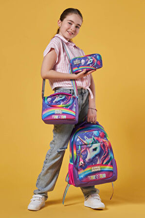 Coral High Kids Mor Simli Unicorn Desenli 3’lü Okul Çanta Seti SET0123663