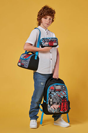 Coral High Kids Siyah Mavi Anime Desenli 3’lü Okul Çanta Seti SET0123666