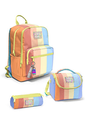 Coral High Renkli Çizgili 3’lü Okul Çanta Seti SET0123680