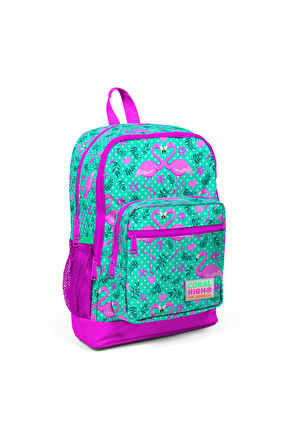 Coral High Kids Su Yeşili Pembe Flamingo Desenli 3’lü Okul Çanta Seti SET0123712