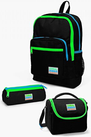 Coral High Kids Siyah 3’lü Erkek Çocuk İlk Okul Çanta Seti