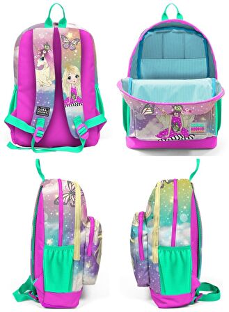 Coral High Kids Pembe Su Yeşili Unicornlu Kız Desenli 3’lü Okul Çanta Seti - Kız Çocuk İlkokul