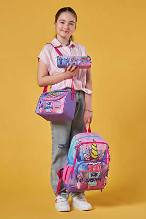 Coral High Kids Pembe Mor Milkshake Dondurma Desenli 3’lü Okul Çanta Seti SET0123749
