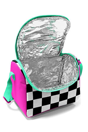 Coral High Kids Neon Pembe Dama Desenli Çekçekli 3'lü Çanta Seti SET0123901