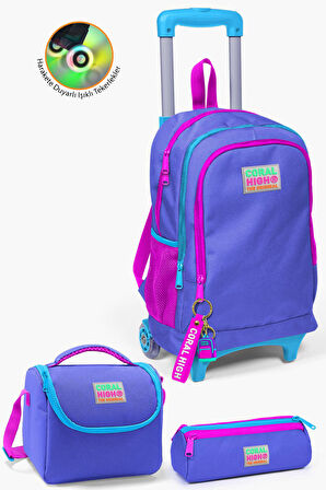 Coral High Kids Lavanta Çekçekli  3’lü Okul Çanta Seti SET0123903