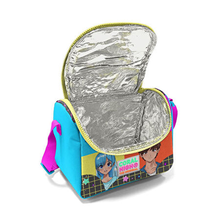 Coral High Kids Gri Mavi Pembe Anime Desenli Çekçekli 3’lü Okul Çanta Seti SET0123937