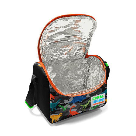 Coral High Kids Siyah Gri Dinozor Desenli Çekçekli 3'lü Çanta Seti SET0123944