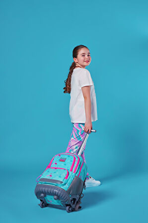 Coral High Kids Su Yeşili Flamingo Desenli Çekçekli 3'lü Çanta Seti SET0124022