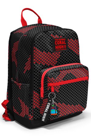 Coral High Siyah Kırmızı Desenli 3’lü Okul Çanta Seti SET0133233