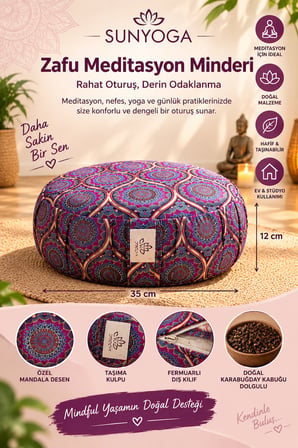 3'lü Yoga ve Meditasyon Seti Zafu Bolster Minder Mandala