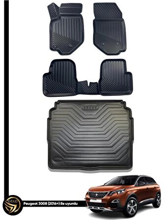 PEUGEUT 3008 ALT 2016+ HAVUZLU PASPAS+BAGAJ HAVUZU İKİLİ SET 