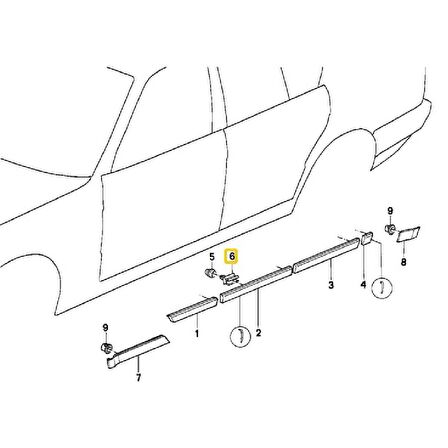 BMW E34 KAPI ÇITA KLİPSİ 5 ADET OEM NO 51131946258