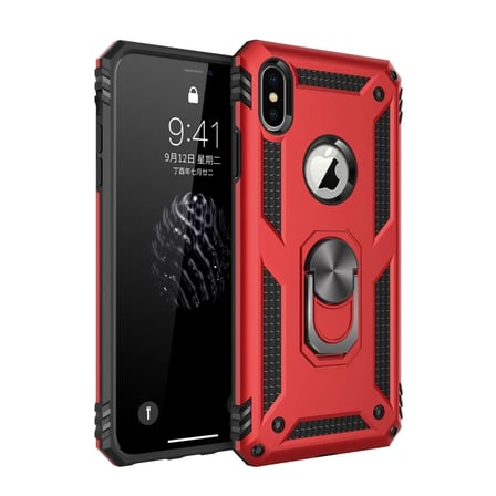Mey İthalat®   iPhone XS Max Kılıf Sofya Yüzüklü Silikon Kapak - Kırmızı