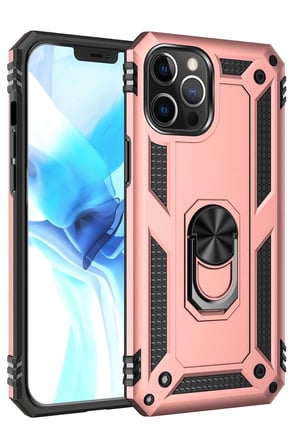 Mey İthalat®   iPhone 12 Pro Max Kılıf Sofya Yüzüklü Silikon Kapak - Rose