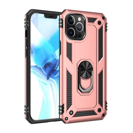 Mey İthalat®   iPhone 12 Pro Max Kılıf Sofya Yüzüklü Silikon Kapak - Rose