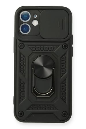 Mey İthalat®   iPhone 11 Kılıf Pars Lens Yüzüklü Silikon - Siyah