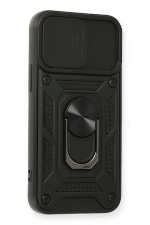 Mey İthalat®   iPhone 11 Kılıf Pars Lens Yüzüklü Silikon - Siyah
