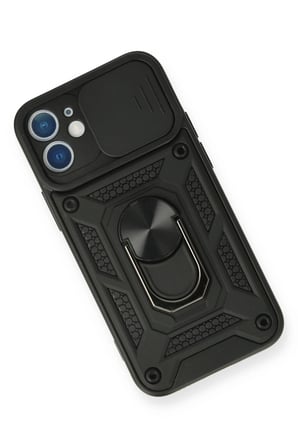 Mey İthalat®   iPhone 11 Kılıf Pars Lens Yüzüklü Silikon - Siyah