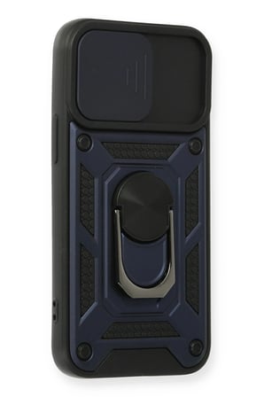 Mey İthalat®   iPhone 12 Mini Kılıf Pars Lens Yüzüklü Silikon - Lacivert