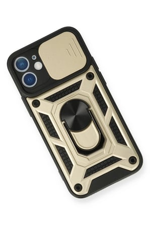 Mey İthalat®   iPhone 12 Mini Kılıf Pars Lens Yüzüklü Silikon - Gold